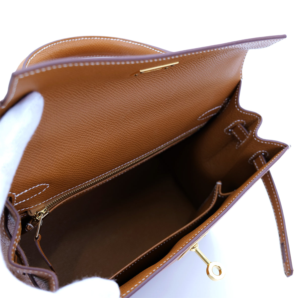 Luxury Promise Japan HERMES KELLY 25 SELLIER GOLD EPSOM HAND SHOULDER BAG B GHW 90301628