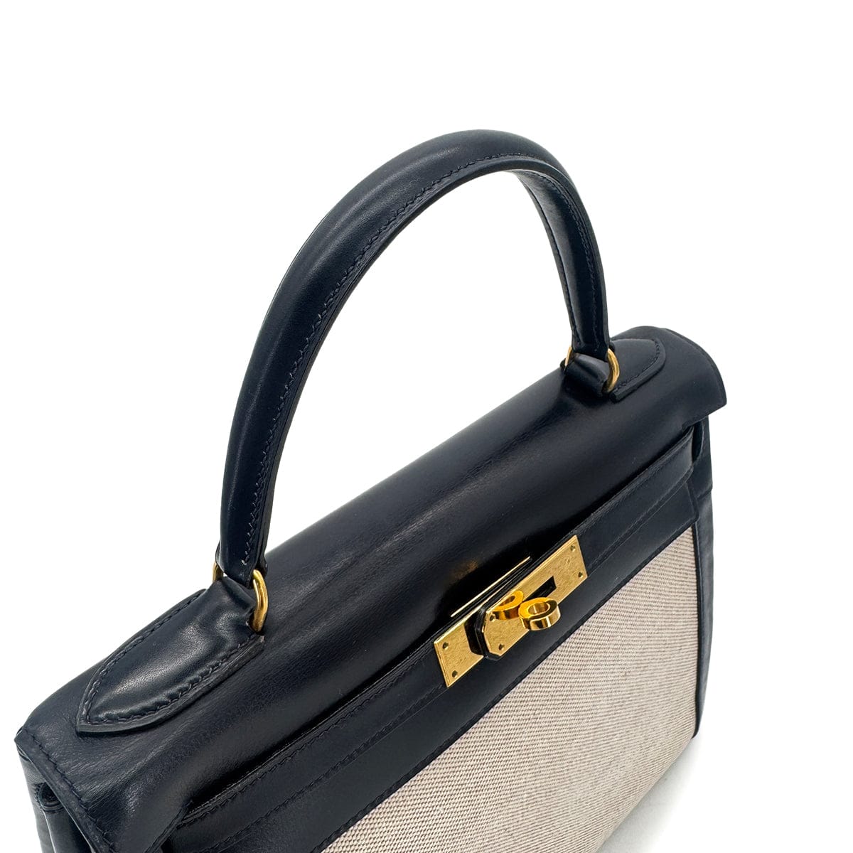 Luxury Promise Japan HERMES KELLY 28 BLUE INDIGO BOXCALF TOILE H HAND SHOULDER BAG 〇C GHW 90292060