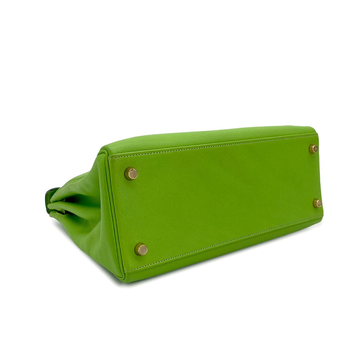 Luxury Promise Japan HERMES KELLY 28 RETORNE APPLE GREEN VEAU GULLIVER HAND SHOULDER BAG 1992 CIRCLE V GOLD HARDWARE 90317191