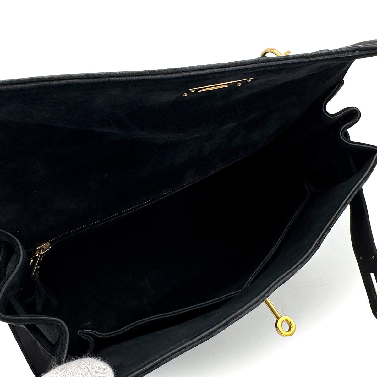 Luxury Promise Japan HERMES KELLY 28 RETORNE BLACK DEBRIS HAND BAG 2000 SQUARE D GOLD HARDWARE 90318612
