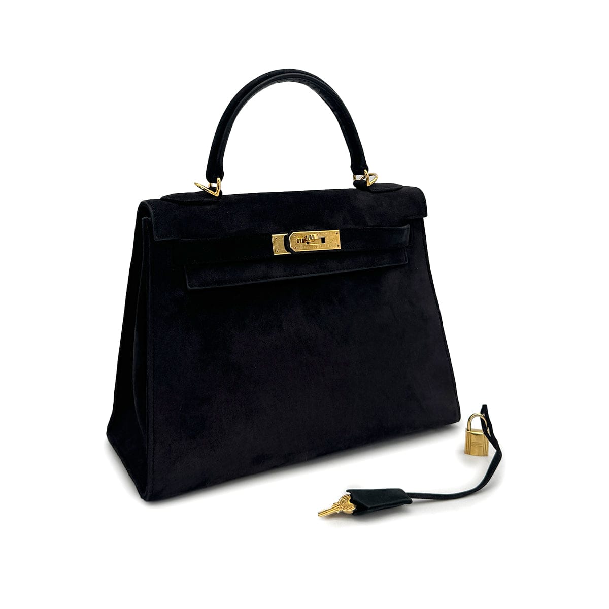 Luxury Promise Japan HERMES KELLY 28 RETORNE BLACK DEBRIS HAND BAG 2000 SQUARE D GOLD HARDWARE 90318612