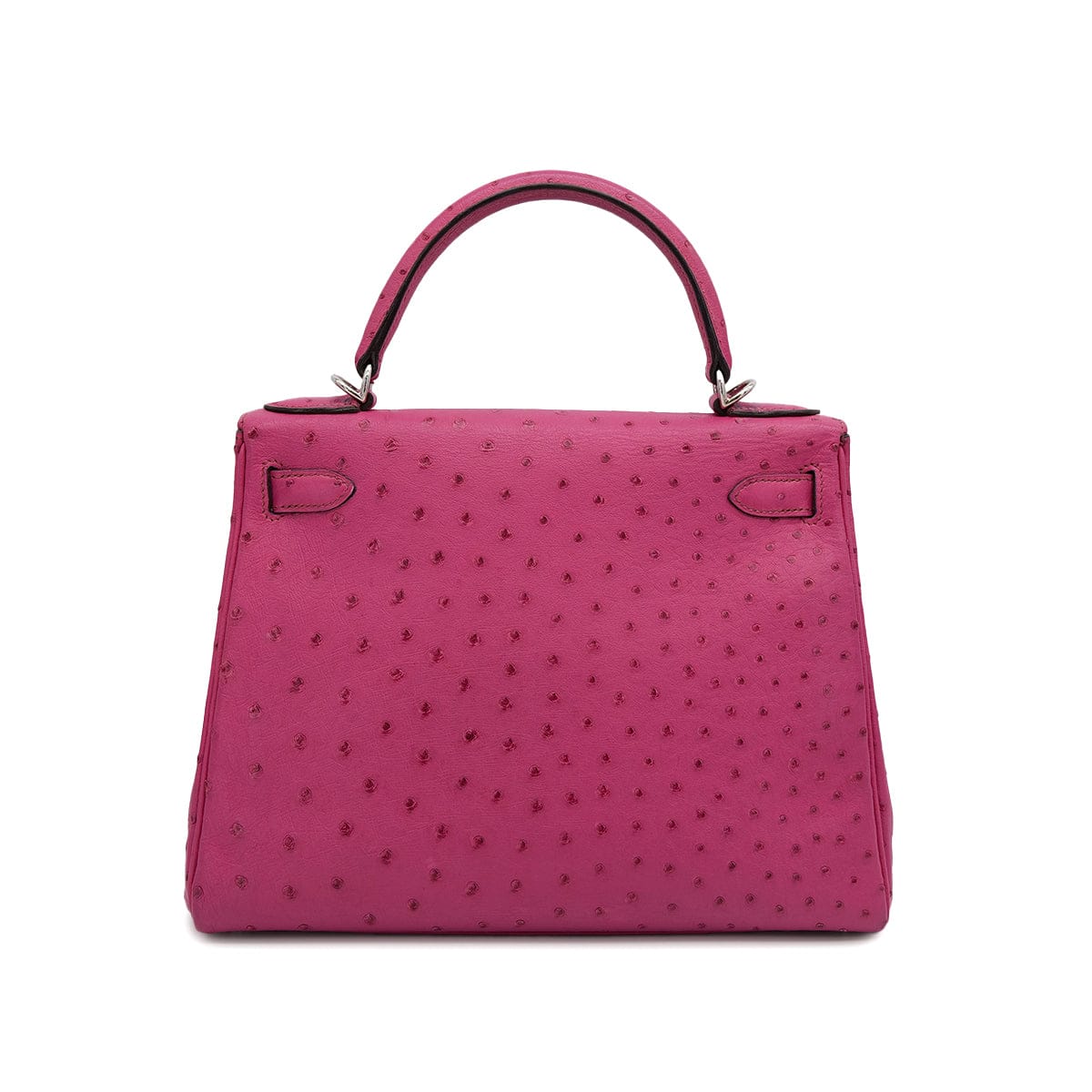 Luxury Promise Japan HERMES KELLY 28 RETORNE FUCHSIA OSTRICH HAND SHOULDER BAG 2004 SQUARE H PALLADIUM HARDWARE 90318618