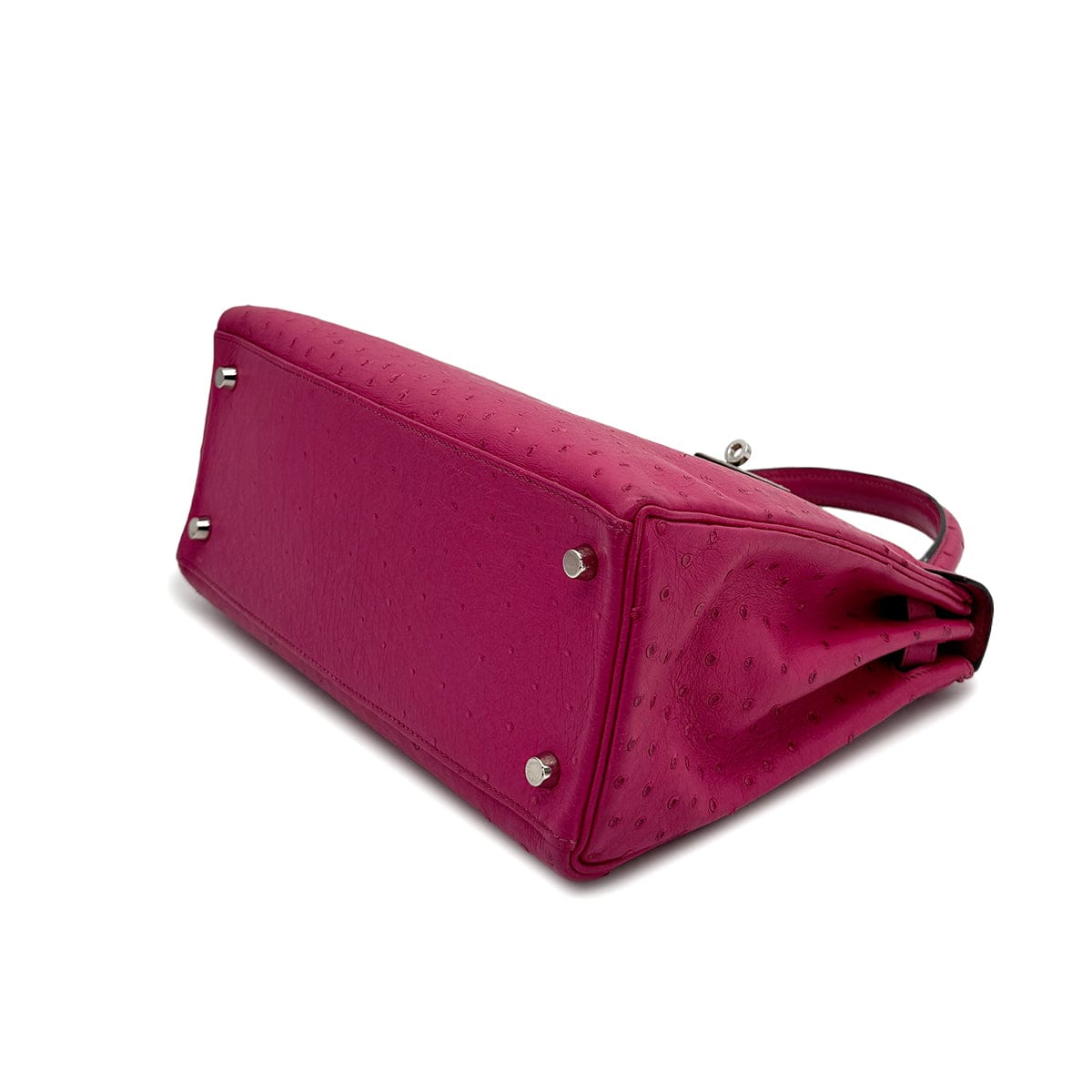 Luxury Promise Japan HERMES KELLY 28 RETORNE FUCHSIA OSTRICH HAND SHOULDER BAG 2004 SQUARE H PALLADIUM HARDWARE 90318618
