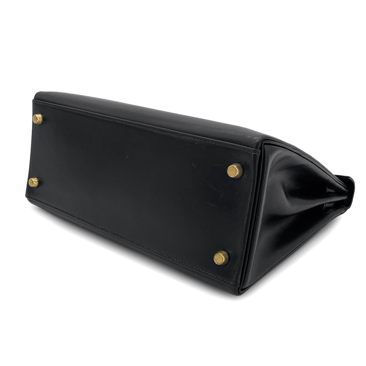 Luxury Promise Japan HERMES KELLY 28 RETOURNE BLACK BOX CALF HAND BAG 〇W GHW 90301095