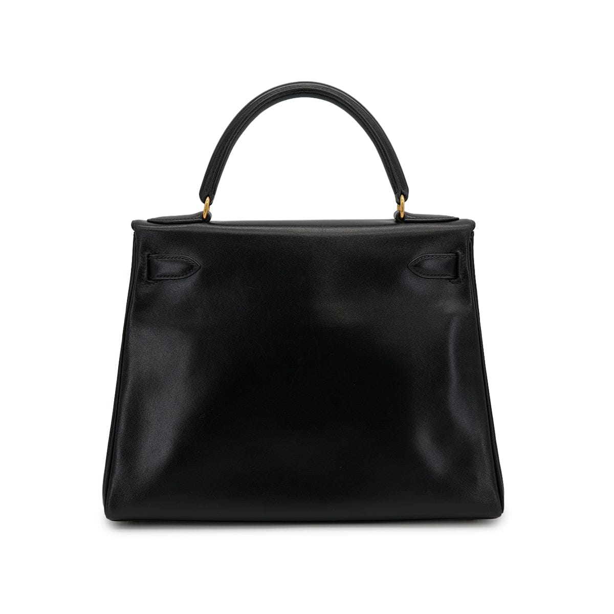 Luxury Promise Japan HERMES KELLY 28 RETOURNE BLACK BOXCALF HAND BAG 1992 CIRCLE V GOLD HARDWARE 90324219