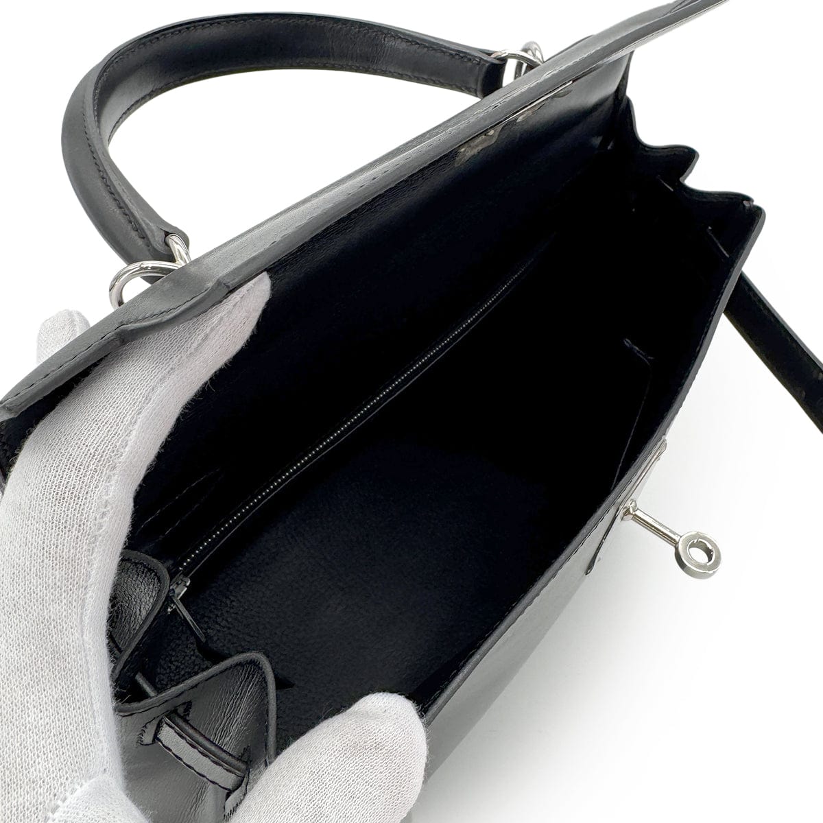 Luxury Promise Japan HERMES KELLY 28 RETOURNE BLACK BOXCALF HAND SHOULDER BAG □D SHW 90280304