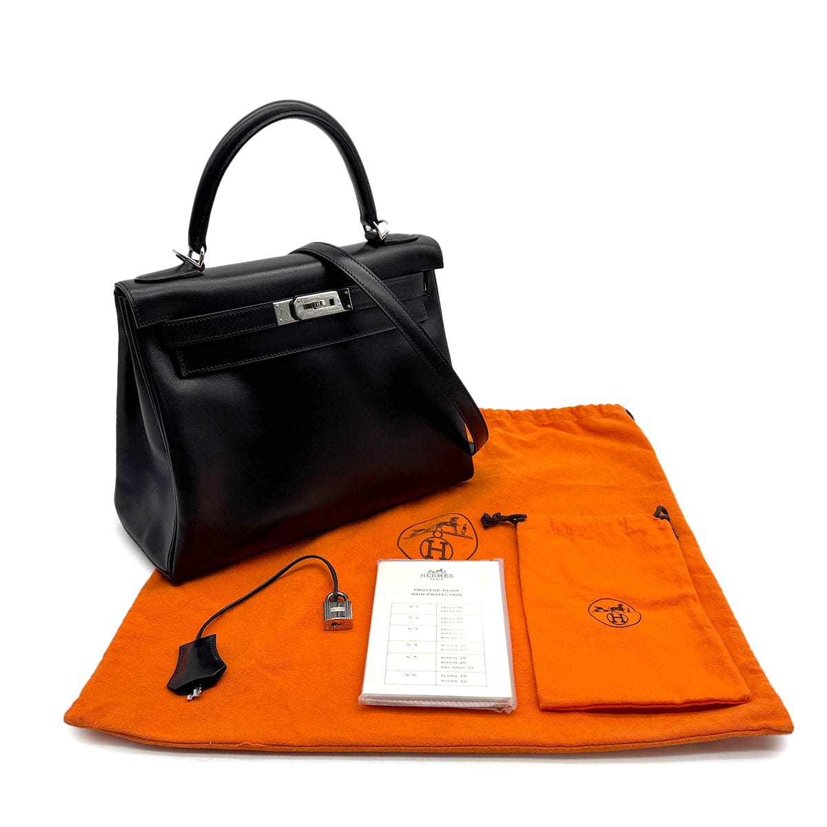 Luxury Promise Japan HERMES KELLY 28 RETOURNE BLACK BOXCALF HAND SHOULDER BAG □G PHW 90307205
