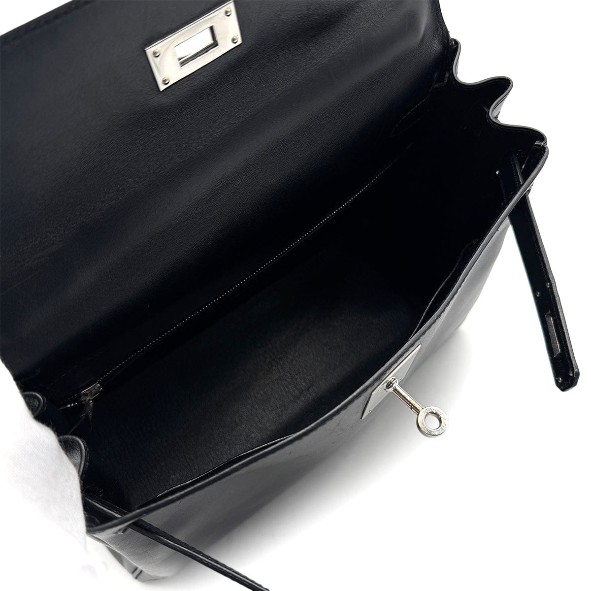 Luxury Promise Japan HERMES KELLY 28 RETOURNE BLACK BOXCALF HAND SHOULDER BAG □G PHW 90307205
