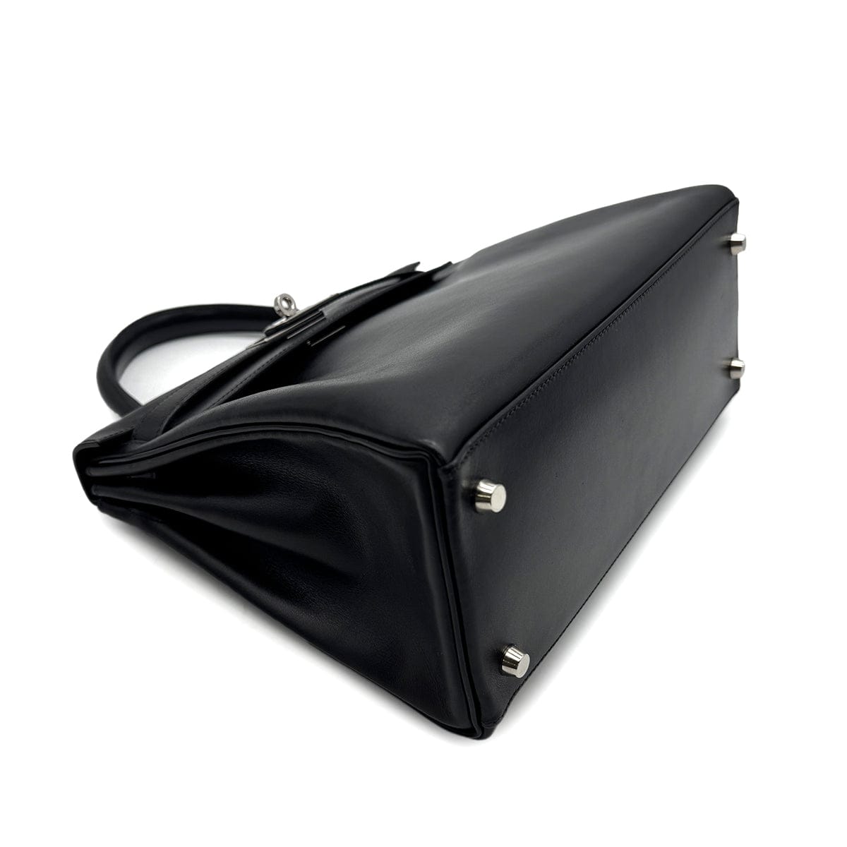 Luxury Promise Japan HERMES KELLY 28 RETOURNE BLACK BOXCALF HAND SHOULDER BAG □G PHW 90307205
