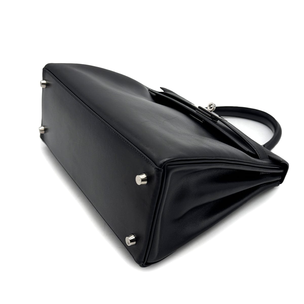 Luxury Promise Japan HERMES KELLY 28 RETOURNE BLACK BOXCALF HAND SHOULDER BAG □G PHW 90307205