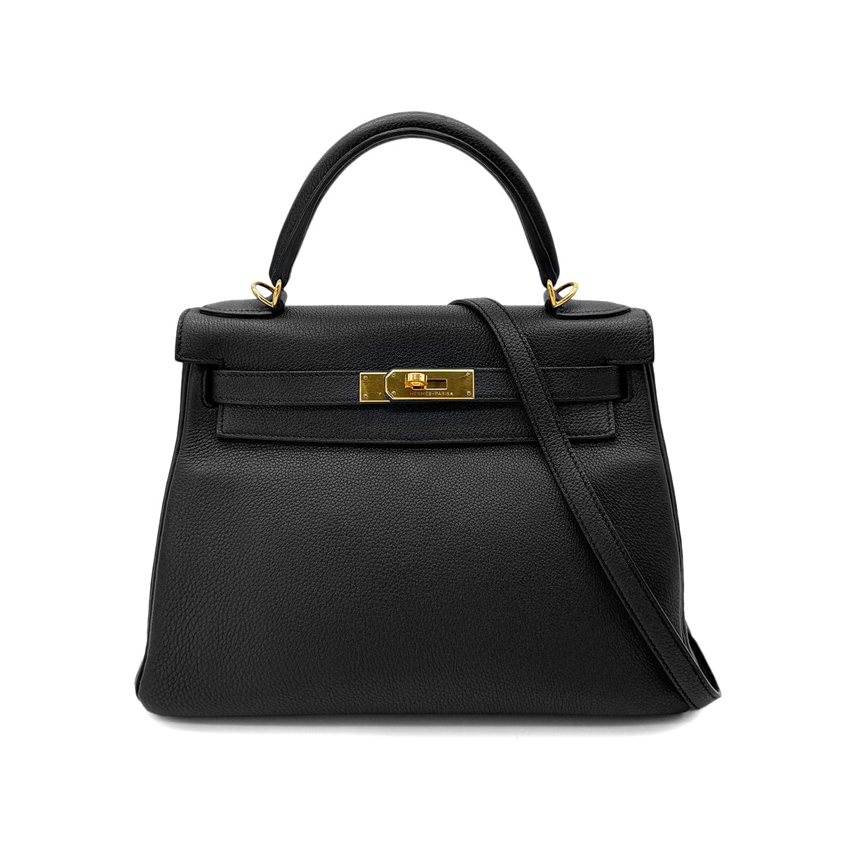 Luxury Promise Japan HERMES KELLY 28 RETOURNE BLACK EVERCOLOR HAND SHOULDER BAG □R GHW 90292891
