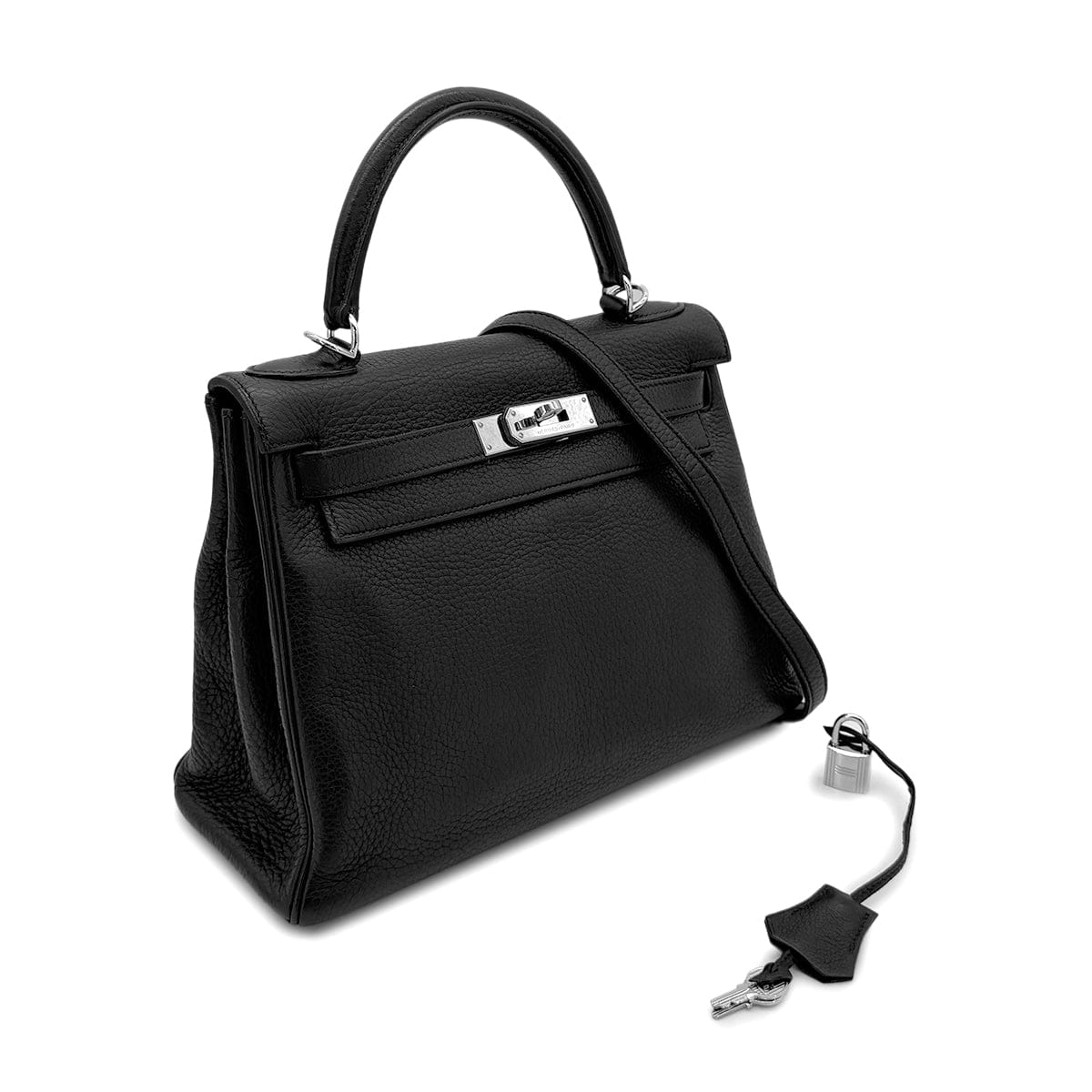 Luxury Promise Japan HERMES KELLY 28 RETOURNE BLACK TAURILLON CLEMENCE HAND SHOULDER BAG □J SHW 90279006