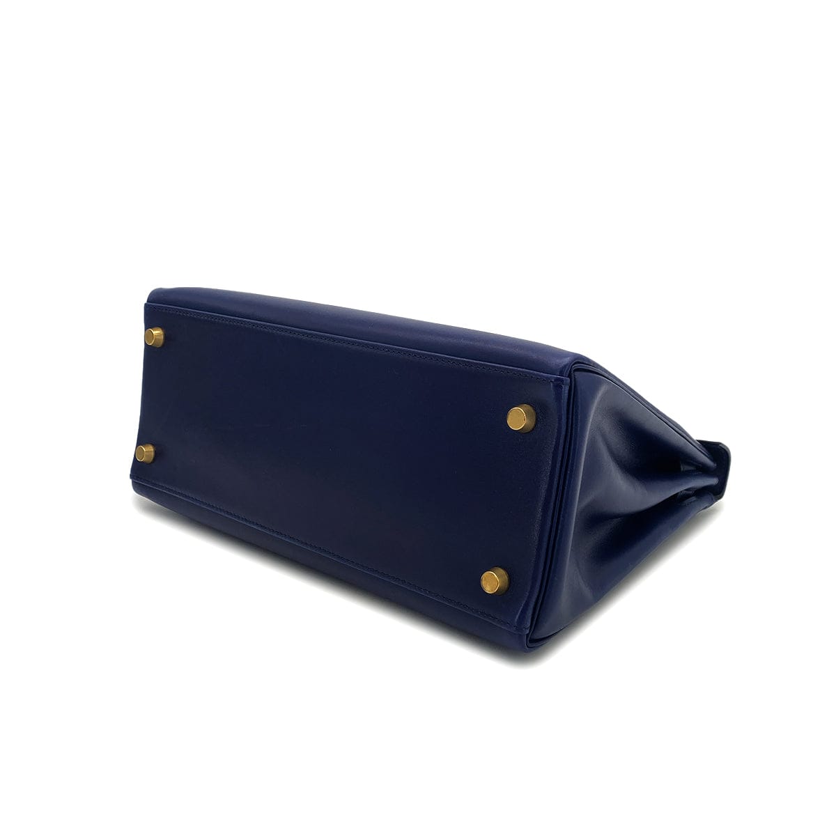 Luxury Promise Japan HERMES KELLY 28 RETOURNE BLUE BOXCALF HAND SHOULDER BAG 1995 CIRCLE Y GOLD HARDWARE 90308969