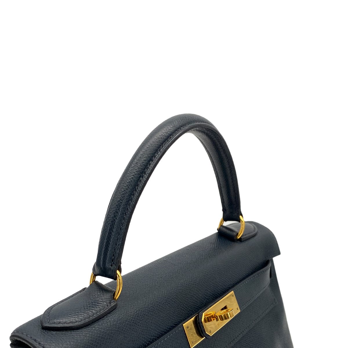 Luxury Promise Japan HERMES KELLY 28 RETOURNE BLUE INDIGO COUCHEVEL HAND SHOULDER BAG 1994 CIRCLE X GOLD HARDWARE 90311963