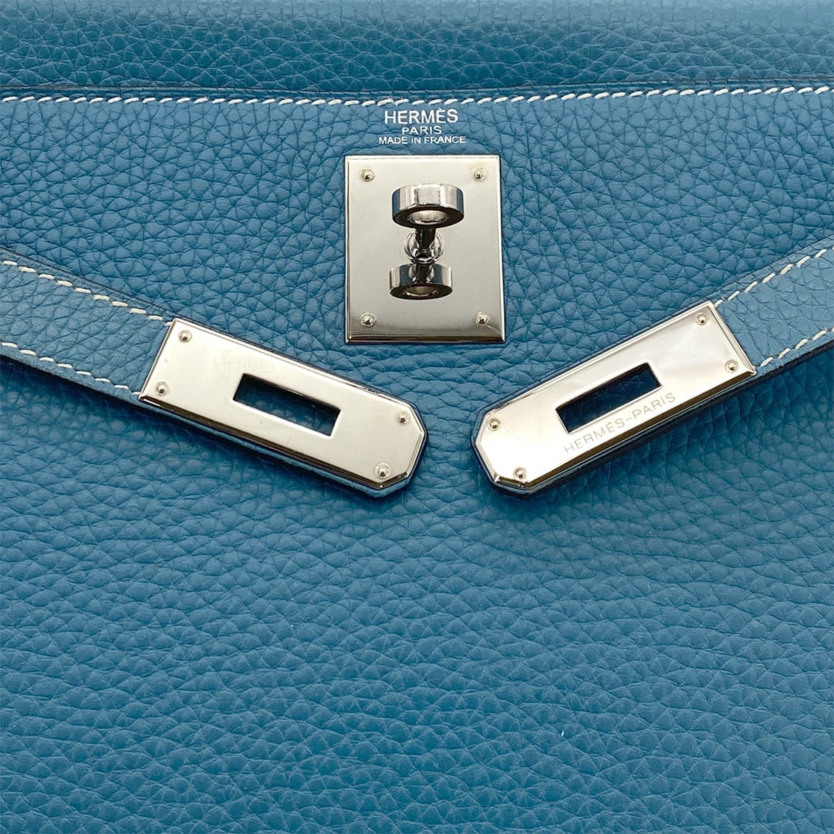 Luxury Promise Japan HERMES KELLY 28 RETOURNE BLUE JEAN TAURILLON CLEMENCE HAND SHOULDER BAG □J SHW 90301735