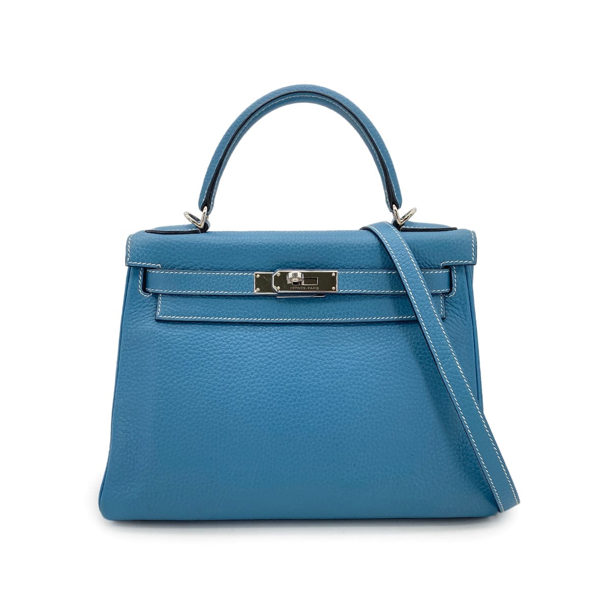 Luxury Promise Japan HERMES KELLY 28 RETOURNE BLUE JEAN TAURILLON CLEMENCE HAND SHOULDER BAG □J SHW 90301735