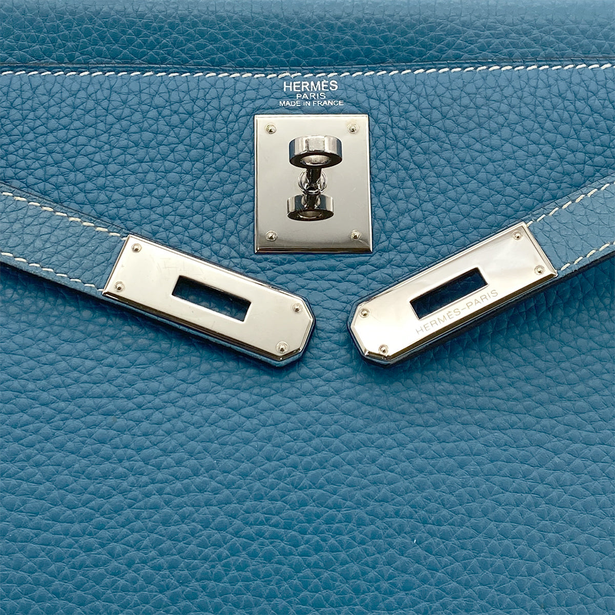 Luxury Promise Japan HERMES KELLY 28 RETOURNE BLUE JEAN TAURILLON CLEMENCE HAND SHOULDER BAG □J SHW 90301735