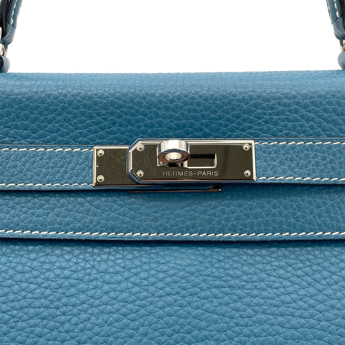 Luxury Promise Japan HERMES KELLY 28 RETOURNE BLUE JEAN TAURILLON CLEMENCE HAND SHOULDER BAG □J SHW 90301735