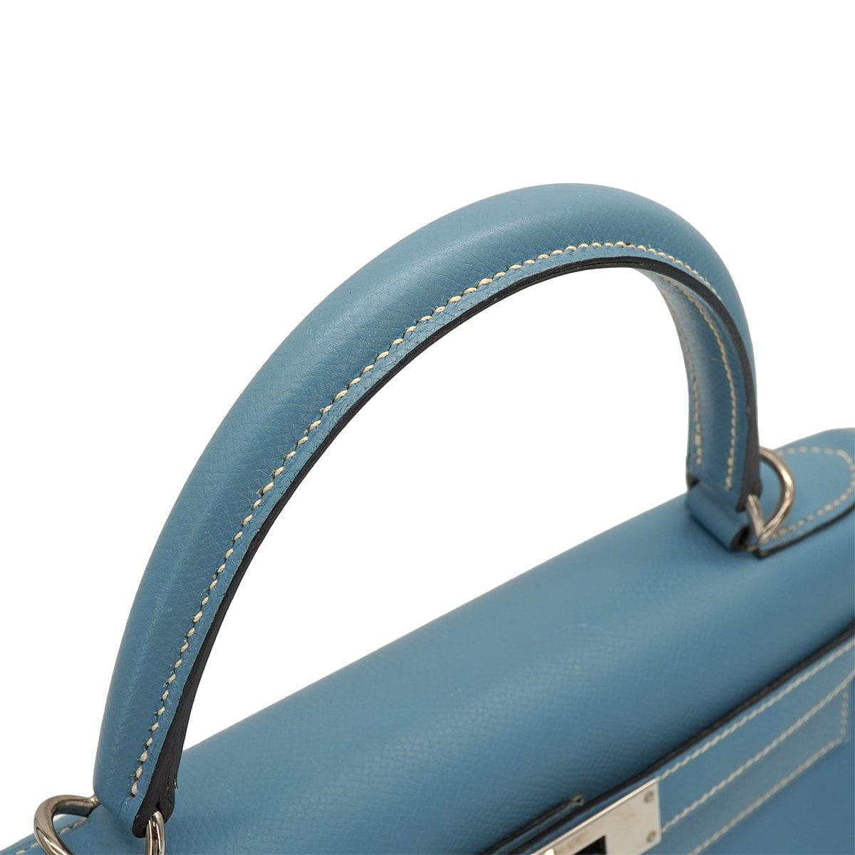 Luxury Promise Japan HERMES KELLY 28 RETOURNE BLUE JEAN VEAU EPSOM 2008 SQUARE L PALLADIUM HARDWARE 90341429