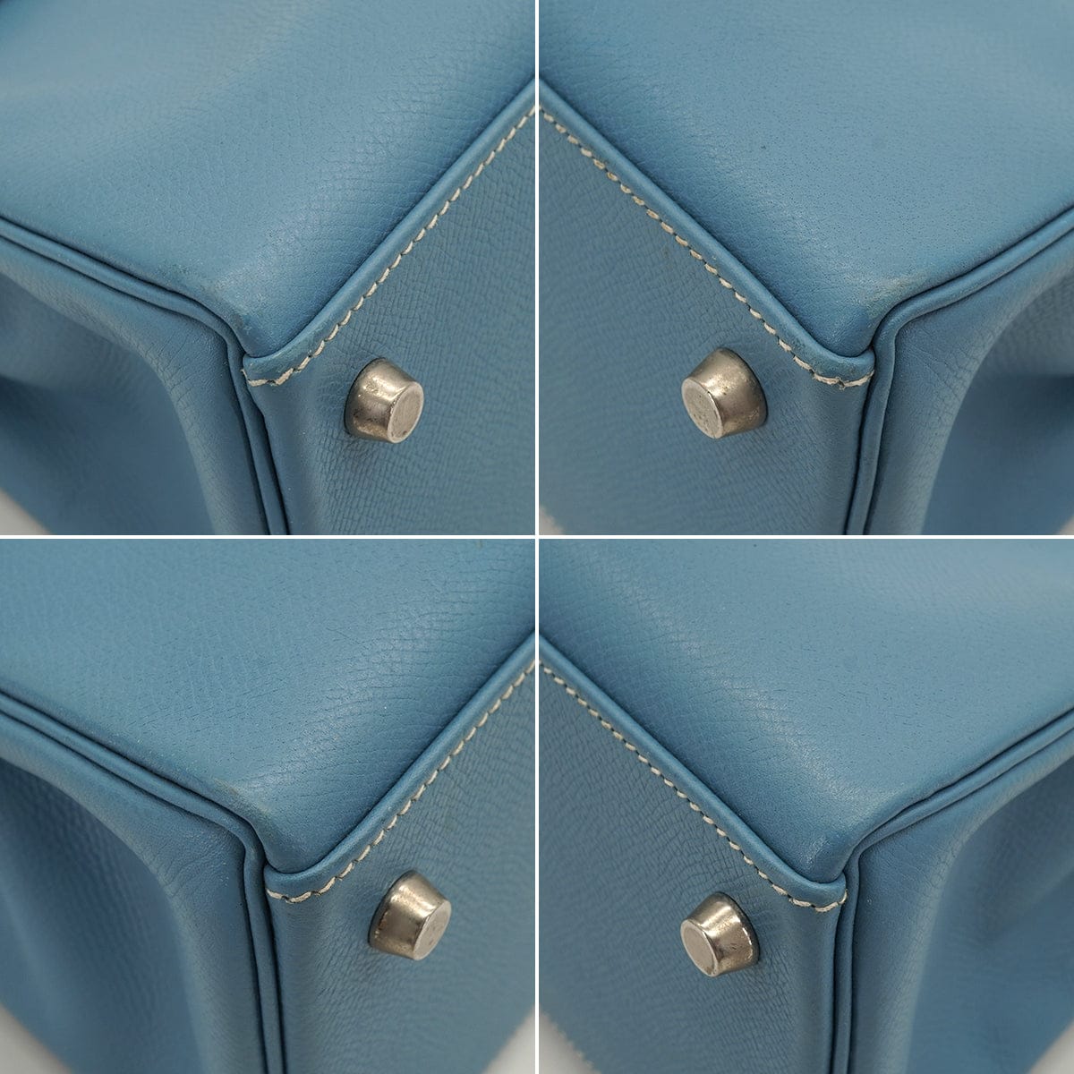 Luxury Promise Japan HERMES KELLY 28 RETOURNE BLUE JEAN VEAU EPSOM 2008 SQUARE L PALLADIUM HARDWARE 90341429