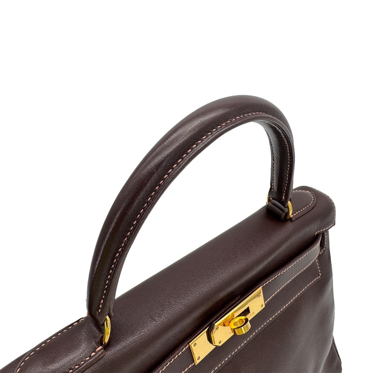 luxury promise japan HERMES KELLY 28 RETOURNE CHOCOLAT VEAU GULLIVER HAND SHOULDER BAG 1996 CIRCLE Z GOLD HARDWARE 90313345