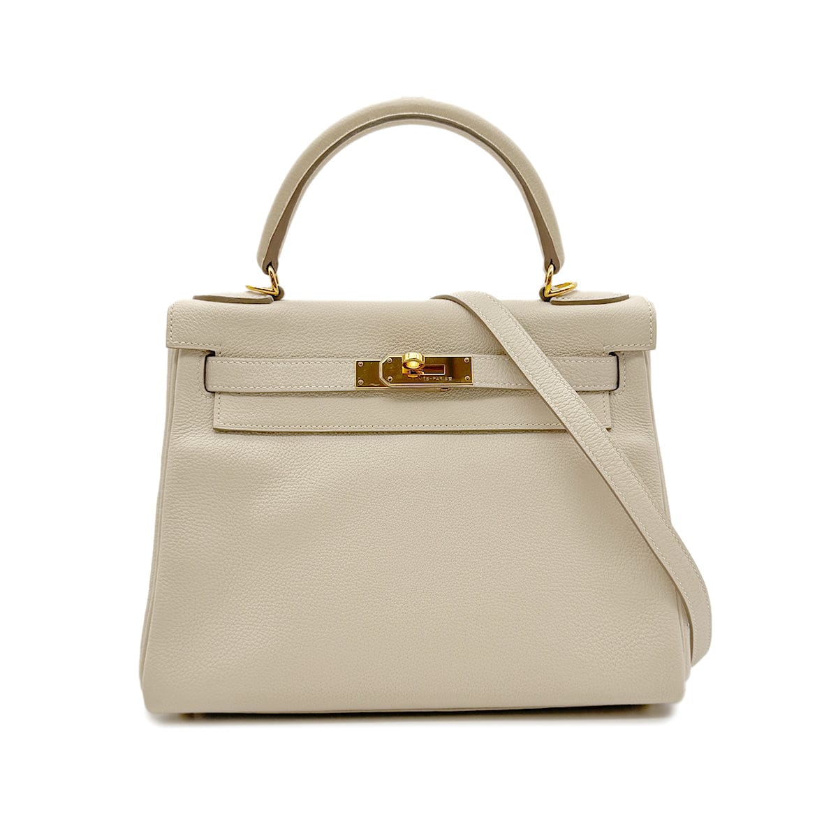 Luxury Promise Japan HERMES KELLY 28 RETOURNE CRAIE TAURILLON NOVILLO HAND SHOULDER BAG X GHW 90294143