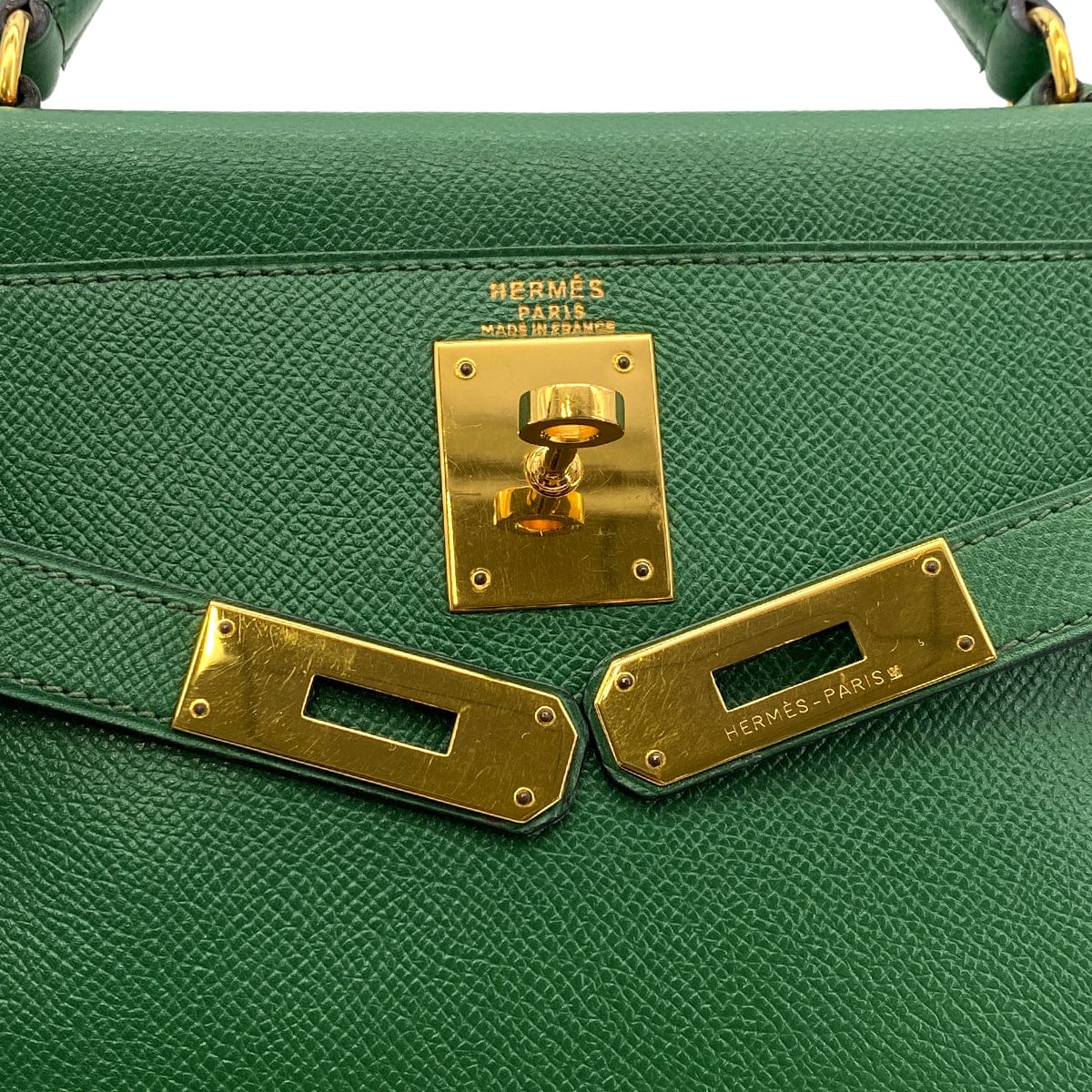 Luxury Promise Japan HERMES KELLY 28 RETOURNE GREEN COUCHEVEL HAND SHOULDER BAG 〇U GHW 90294824
