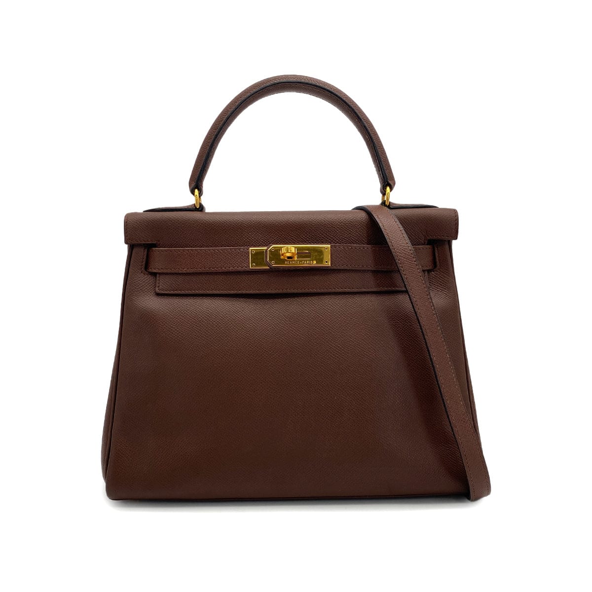 Luxury Promise Japan HERMES KELLY 28 RETOURNE HAVANE COUCHEVEL HAND SHOULDER BAG 1996 CIRCLE Z GOLD HARDWARE 90317925