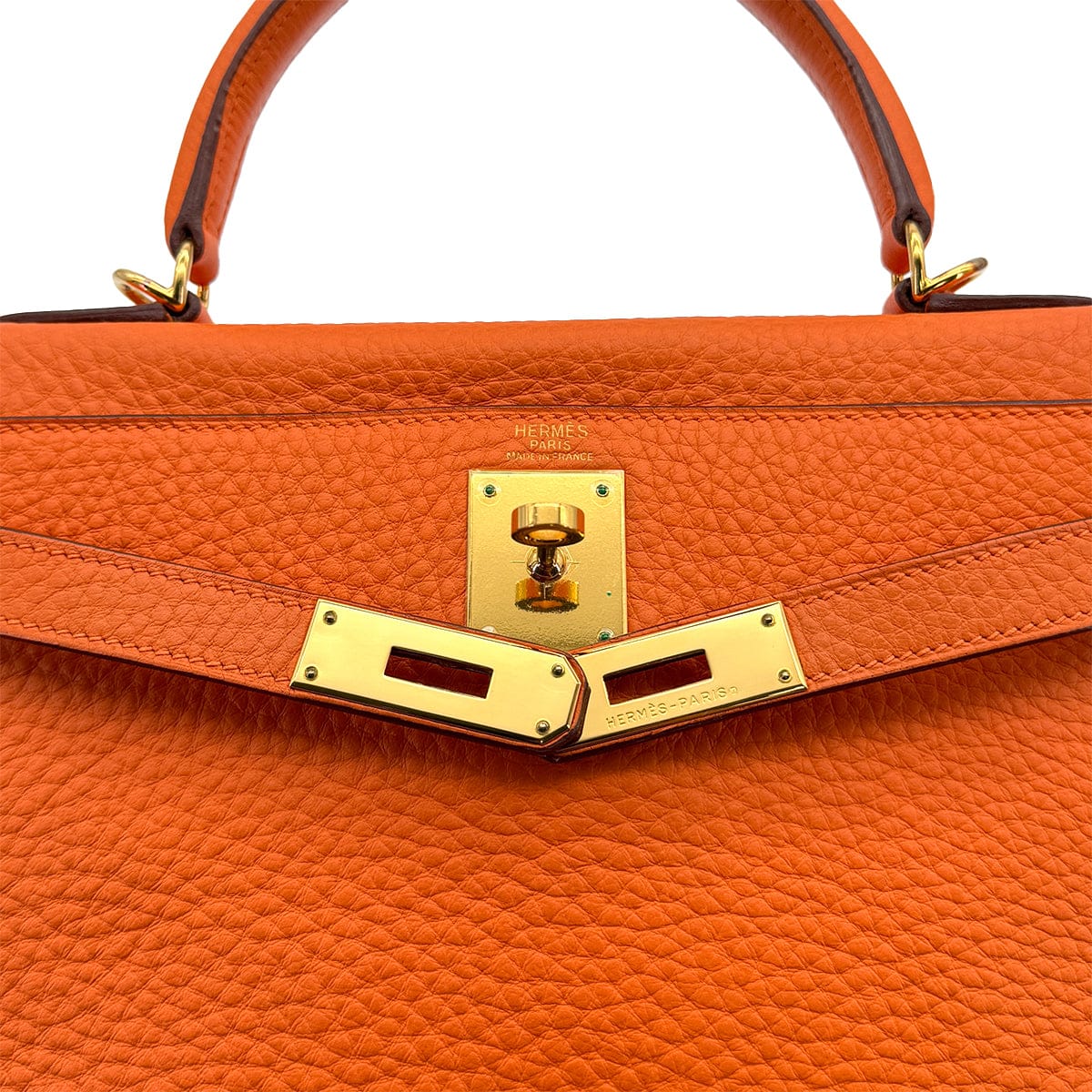 Luxury Promise Japan HERMES KELLY 28 RETOURNE ORANGE TAURILLON CLEMENCE HAND SHOULDER BAG □G GOLD HARDWARE 90309670