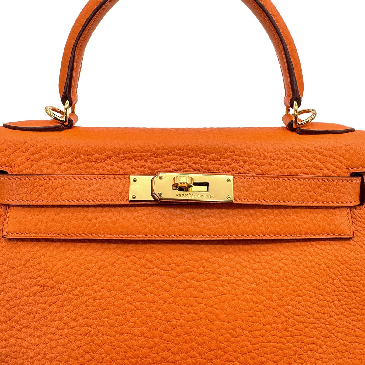 Luxury Promise Japan HERMES KELLY 28 RETOURNE ORANGE TAURILLON CLEMENCE HAND SHOULDER BAG □G GOLD HARDWARE 90309670
