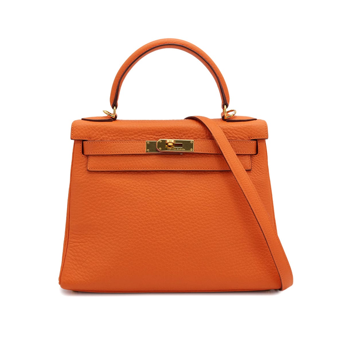 Luxury Promise Japan HERMES KELLY 28 RETOURNE ORANGE TAURILLON CLEMENCE HAND SHOULDER BAG □G GOLD HARDWARE 90309670