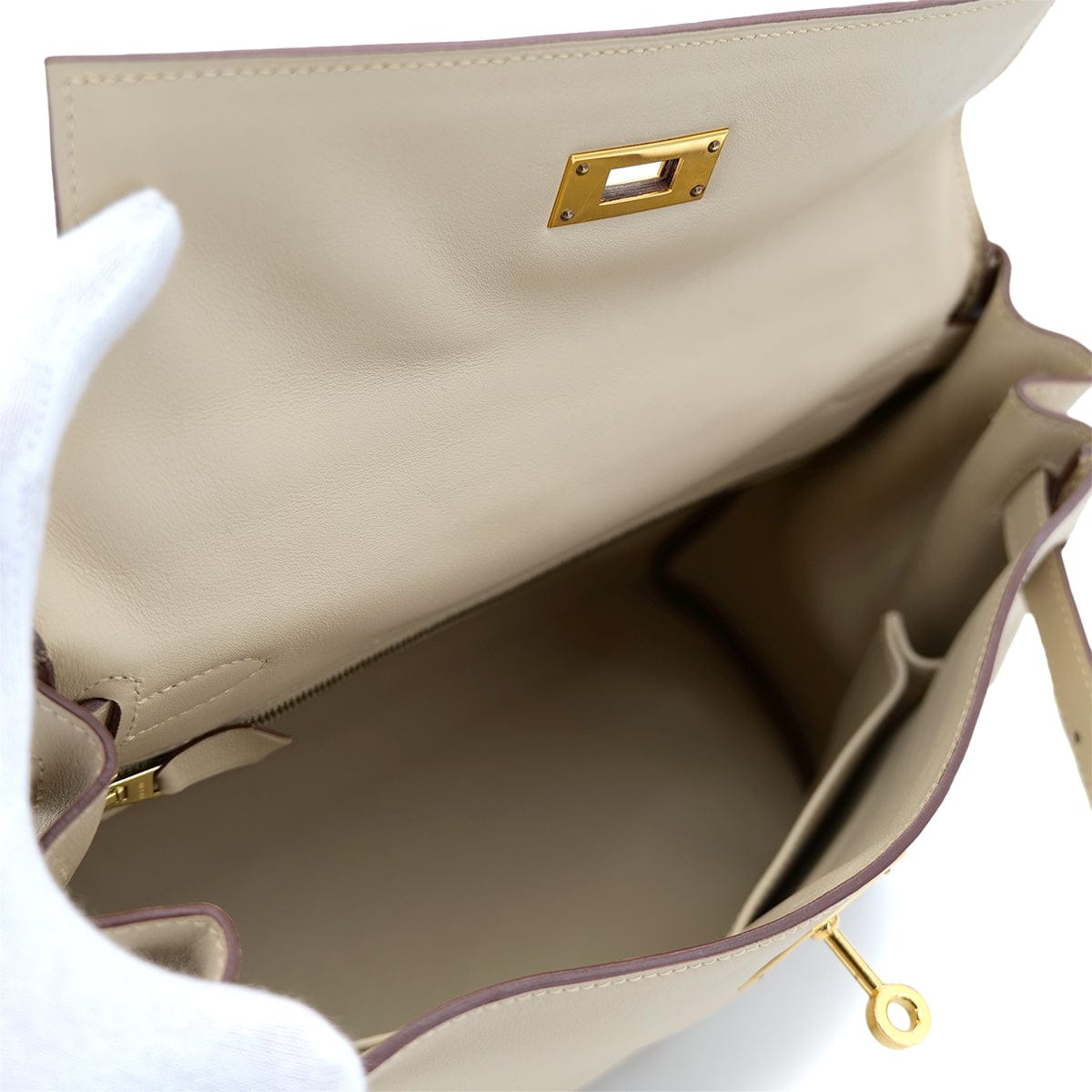 Luxury Promise Japan HERMES KELLY 28 RETOURNE PARCHEMIN SWIFT HAND SHOULDER BAG □M GHW 90301033