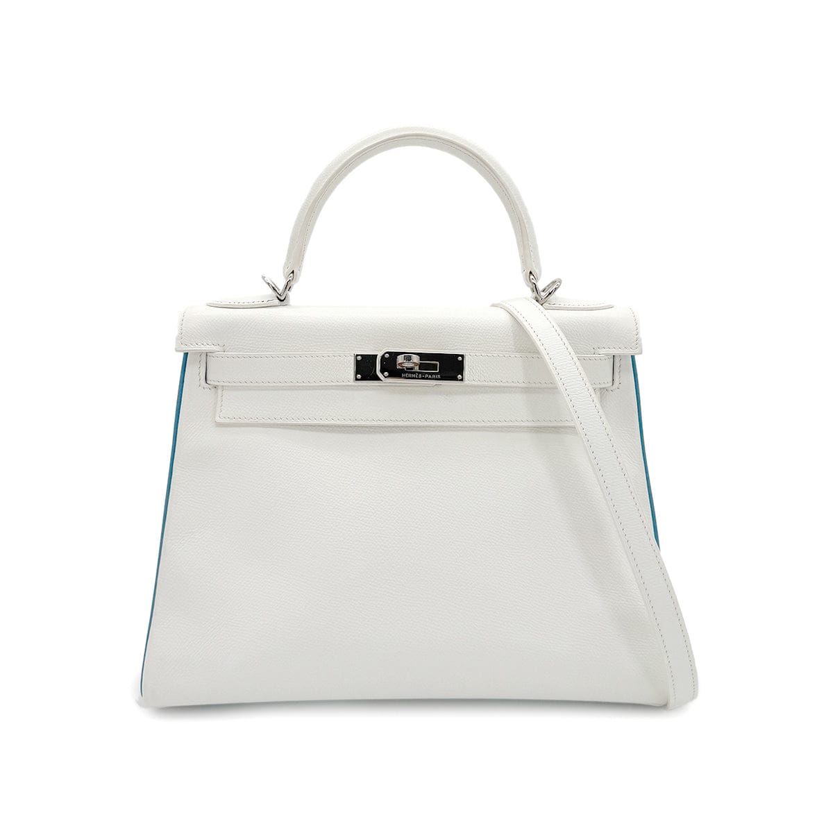 Luxury Promise Japan HERMES KELLY 28 RETOURNE WHITE BLEU JEAN VEAU EPSOM HAND SHOULDER BAG □I SHW 90295747