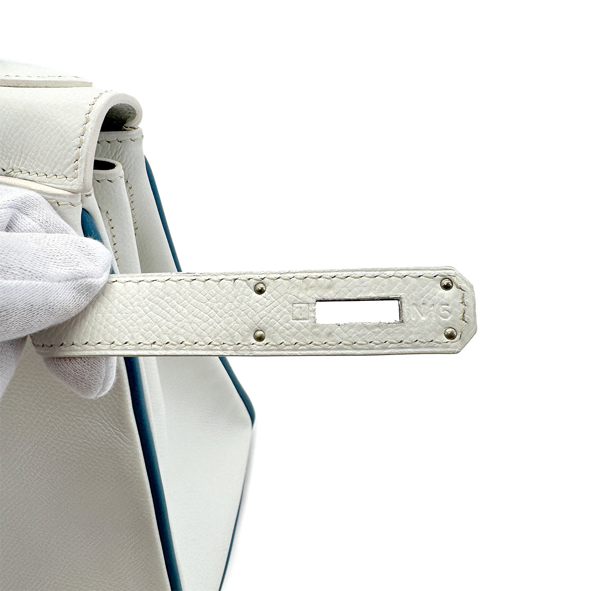 Luxury Promise Japan HERMES KELLY 28 RETOURNE WHITE BLEU JEAN VEAU EPSOM HAND SHOULDER BAG □I SHW 90295747