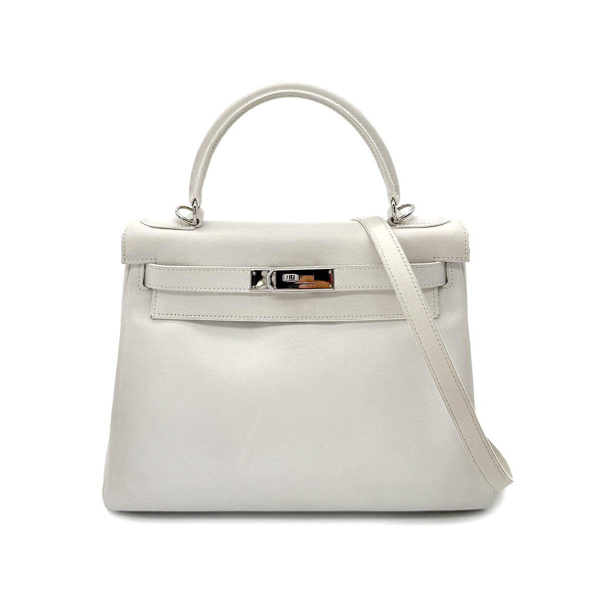 Luxury Promise Japan HERMES KELLY 28 RETOURNE WHITE SWIFT HAND SHOULDER BAG □L SHW 90292996