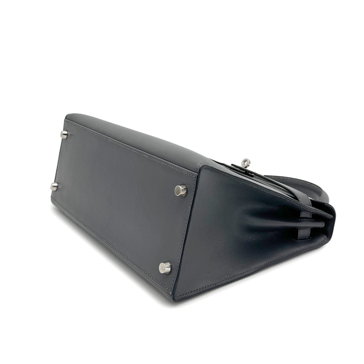 Luxury Promise Japan HERMES KELLY 28 SELLIER ARDOISE BOXCALF HAND SHOULDER BAG 1999 SQUARE C SILVER HARDWARE 90325595