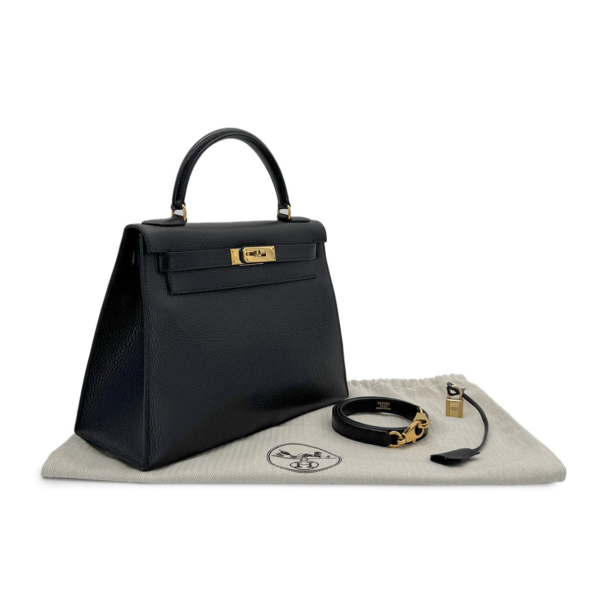Luxury Promise Japan HERMES KELLY 28 SELLIER BLACK ARDENNES HAND SHOULDER BAG 〇Y GHW 90279720