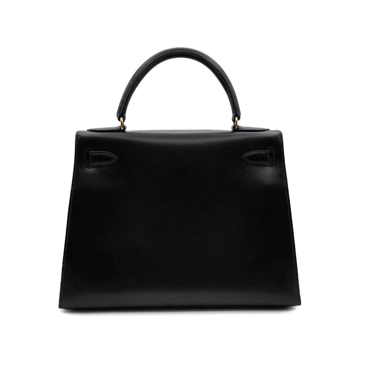 Luxury Promise Japan HERMES KELLY 28 SELLIER BLACK BOXCALF HAND BAG 1991 CIRCLE U GOLD HARDWRE 90314460