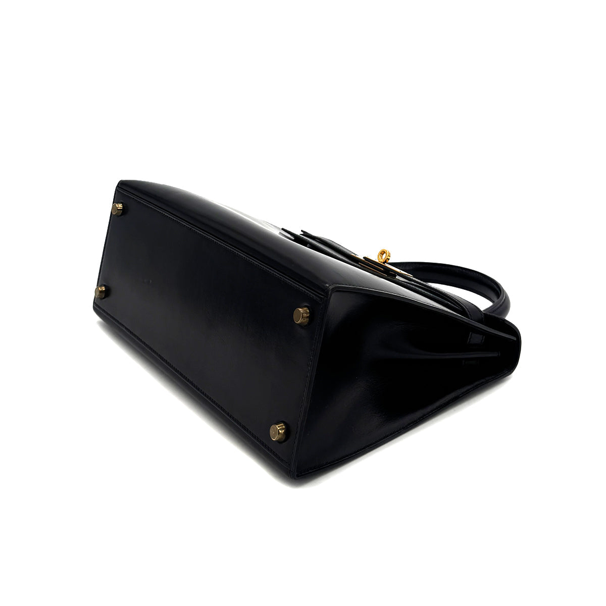 Luxury Promise Japan HERMES KELLY 28 SELLIER BLACK BOXCALF HAND BAG 〇S GHW 90283109