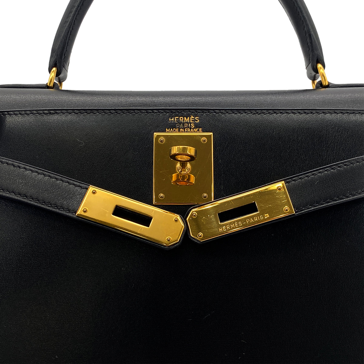 Luxury Promise Japan HERMES KELLY 28 SELLIER BLACK BOXCALF HAND SHOULDER BAG □A GHW 90283968
