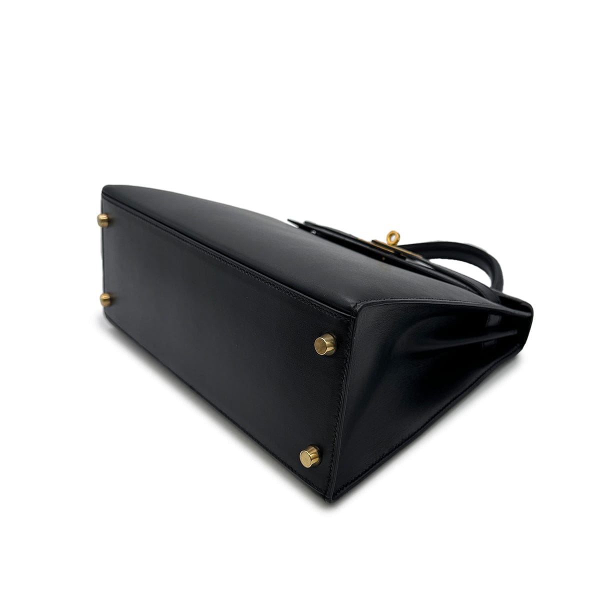 Luxury Promise Japan HERMES KELLY 28 SELLIER BLACK BOXCALF HAND SHOULDER BAG □A GHW 90305221