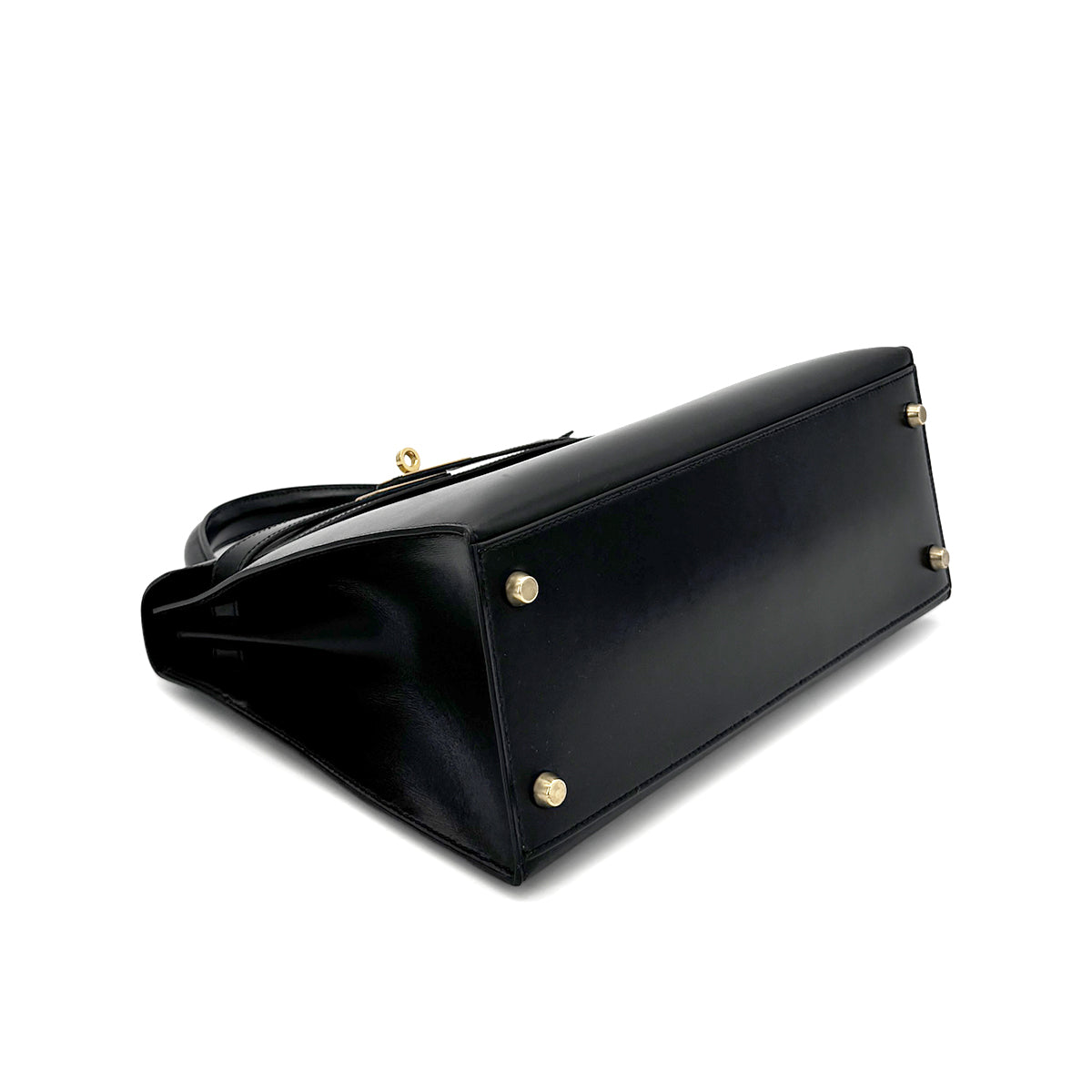 Luxury Promise Japan HERMES KELLY 28 SELLIER BLACK BOXCALF HAND SHOULDER BAG 〇W GHW 90275884