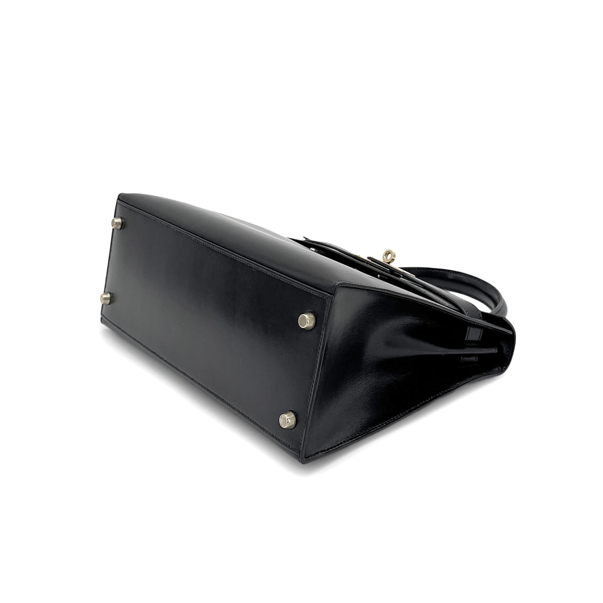 Luxury Promise Japan HERMES KELLY 28 SELLIER BLACK BOXCALF HAND SHOULDER BAG 〇W GHW 90275884