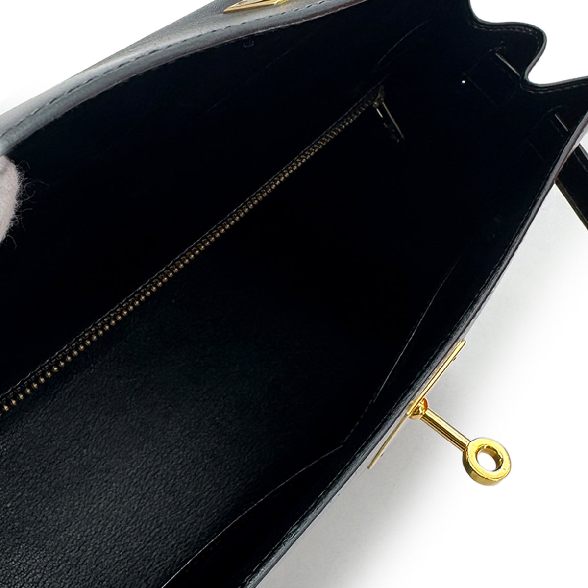 Luxury Promise Japan HERMES KELLY 28 SELLIER BLACK BOXCALF HAND SHOULDER BAG 〇W GHW 90282760