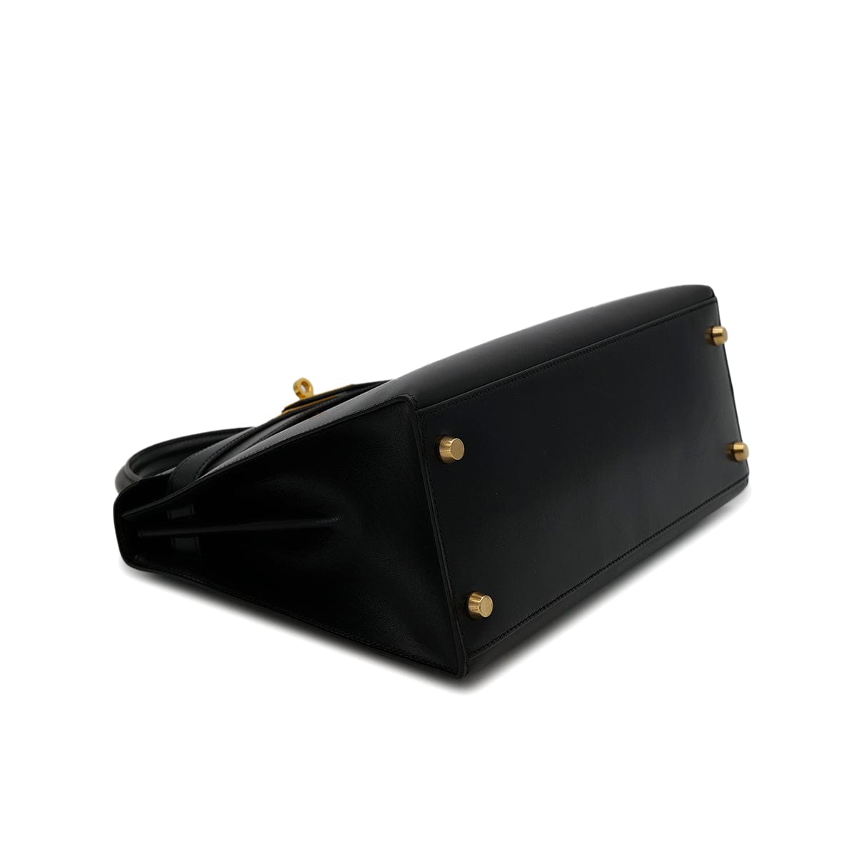 Luxury Promise Japan HERMES KELLY 28 SELLIER BLACK BOXCALF HAND SHOULDER BAG 〇X GHW 90304099
