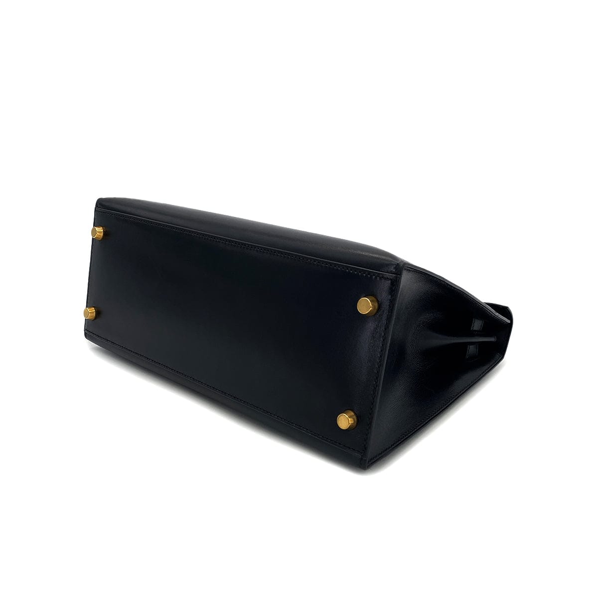 Luxury Promise Japan HERMES KELLY 28 SELLIER BLACK BOXCALF HAND SHOULDER BAG 〇Y GHW 90301093