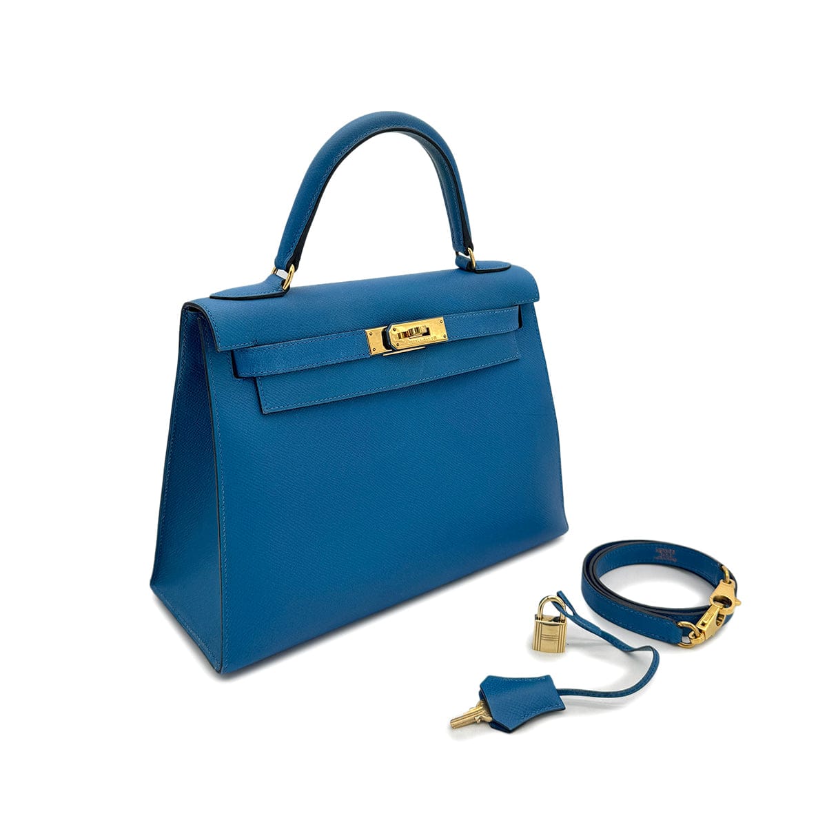 Luxury Promise Japan HERMES KELLY 28 SELLIER BLEU FRANCE VEAU EPSOM HAND SHOULDER BAG □O GHW 90295407