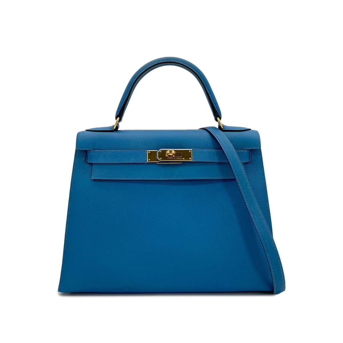 Luxury Promise Japan HERMES KELLY 28 SELLIER BLEU FRANCE VEAU EPSOM HAND SHOULDER BAG □O GHW 90295407