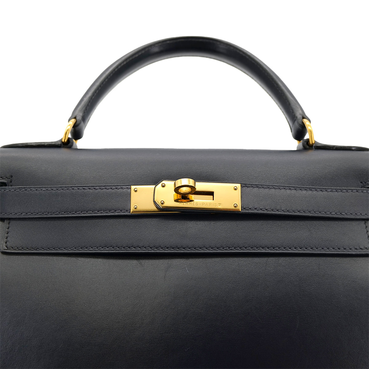 Luxury Promise Japan HERMES KELLY 28 SELLIER BLUE INDIGO BOXCALF HAND SHOULDER BAG □C GHW 90301712