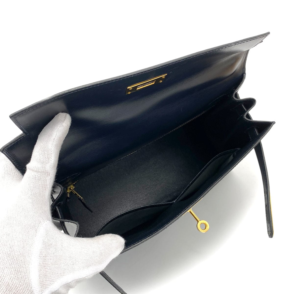 Luxury Promise Japan HERMES KELLY 28 SELLIER BLUE INDIGO BOXCALF HAND SHOULDER BAG 〇W GHW 90258799